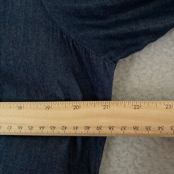 Derek Heart Blue Button Up Denim Jean Dress Size XL Roll Sleeve Keyhole Back - Picture 5 of 12